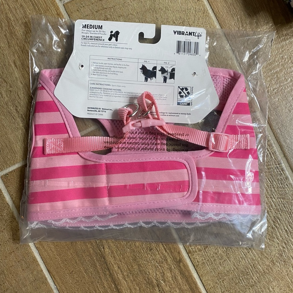 Vibrant Life Stripe & Lace Harness for Medium Dog Pink S - Picture 5 of 8